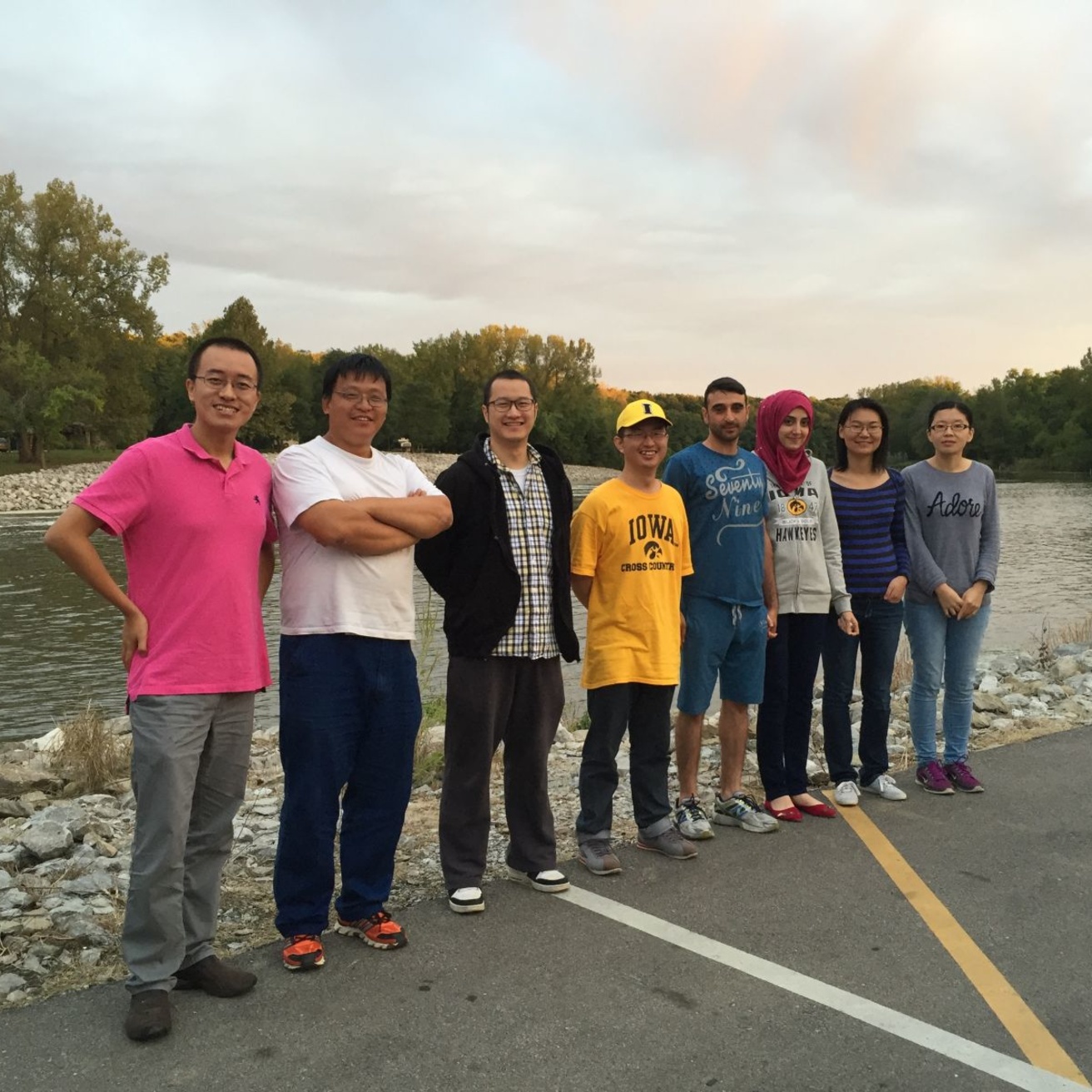 Weiyu Xu group outing barbecue (Sept., 2016 at Coralville dam) group